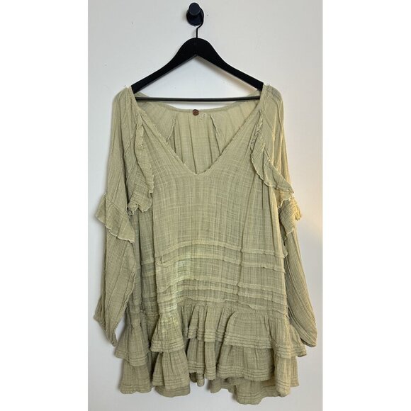 FREE PEOPLE Tamasi Ruffle Tunic in Lichen Size Small - Picture 3 of 12
